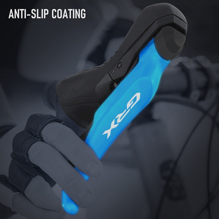 Shimano GRX RX820 right brake in action with the pulling power highlighted in blue