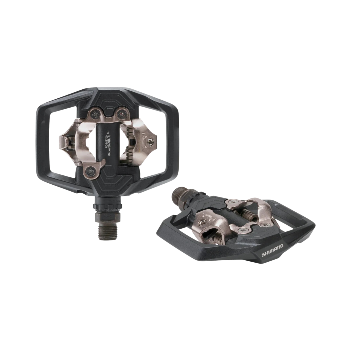 Shimano PD-ME700 SPD trail pedals close up view