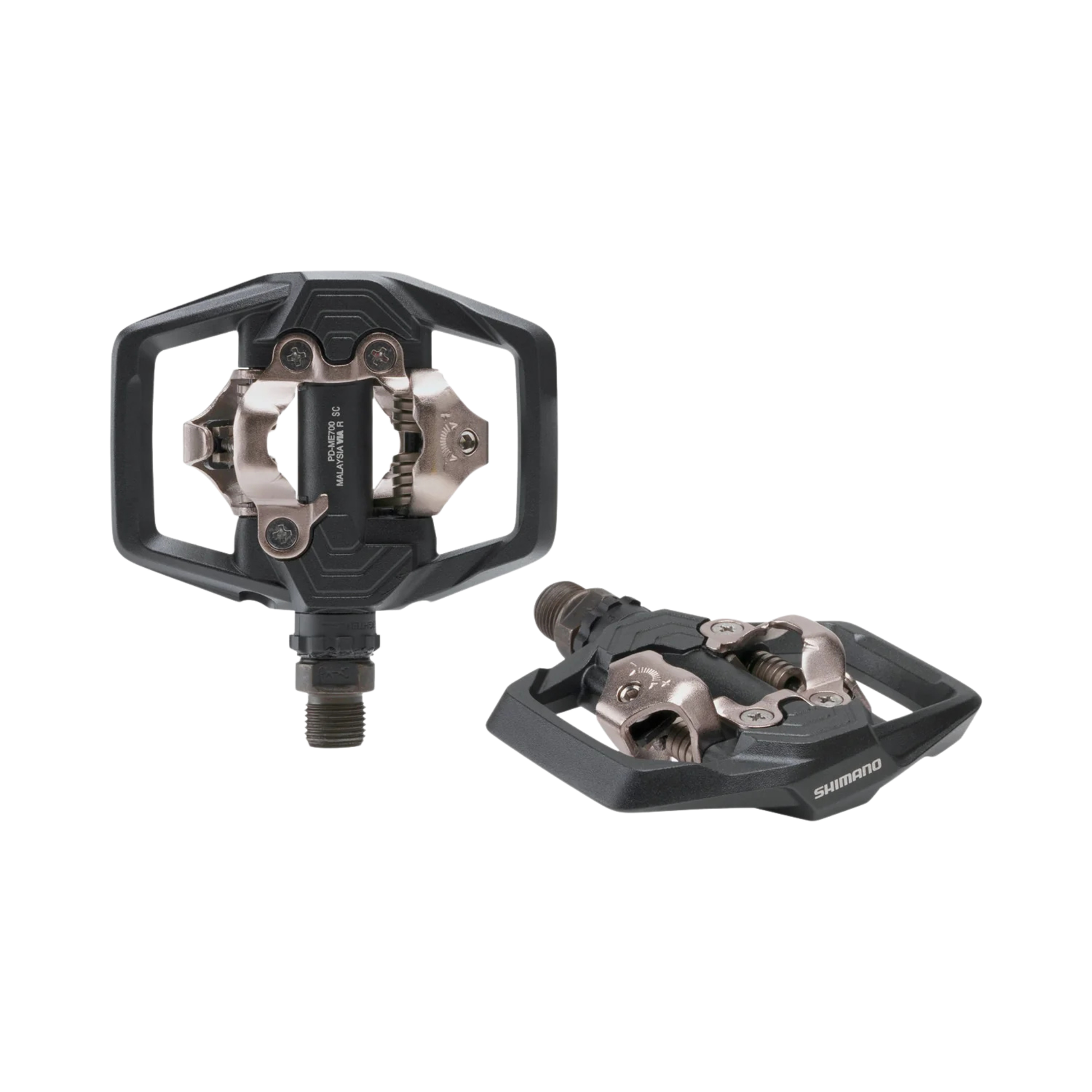 Shimano PD-ME700 SPD trail pedals close up view