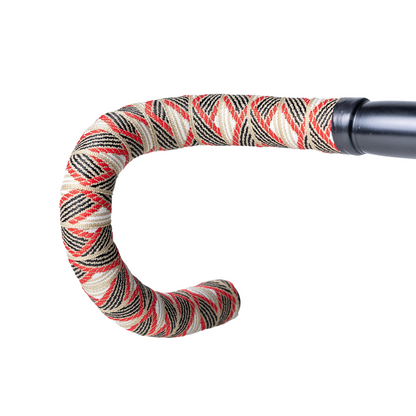 BTP Woven Bar Tape in Link pattern, RDBK colour, shown wrapped on handlebar