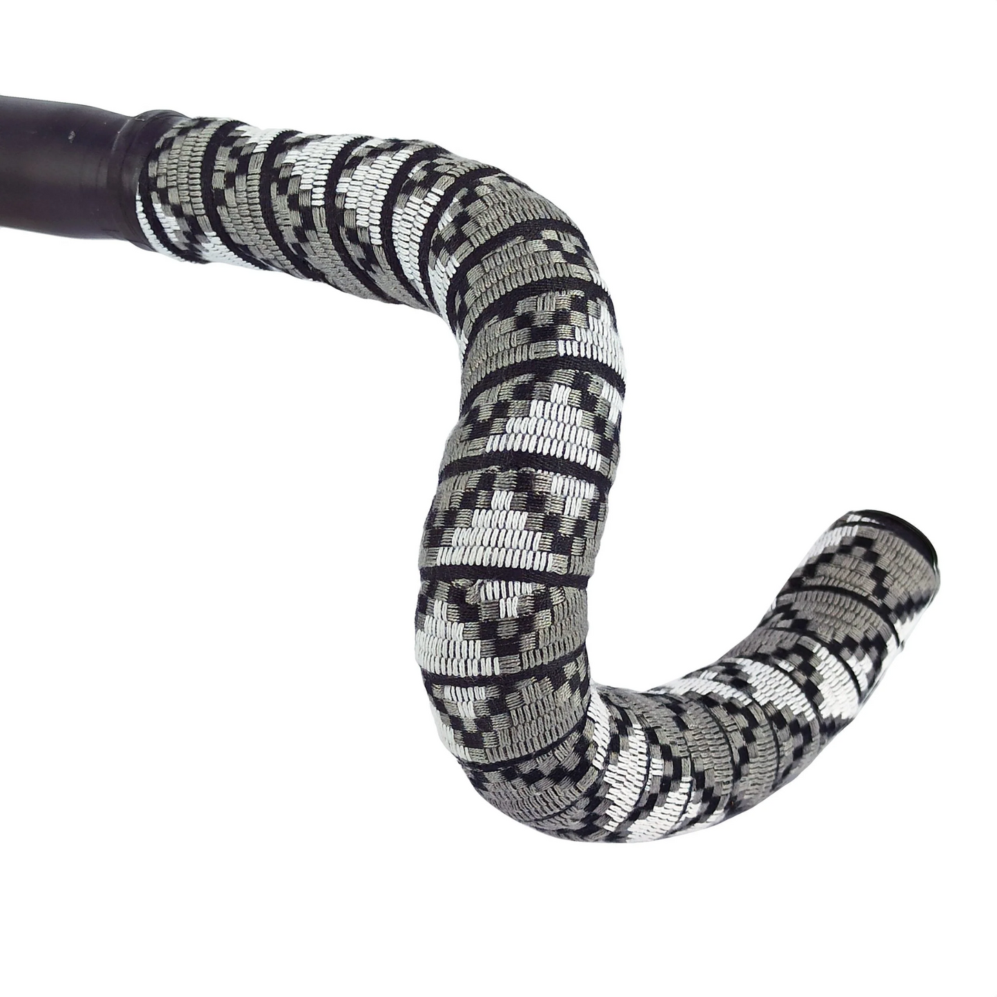 Sim Works BTP woven bar tape in jungle grey colour, wrapped on handle bar.