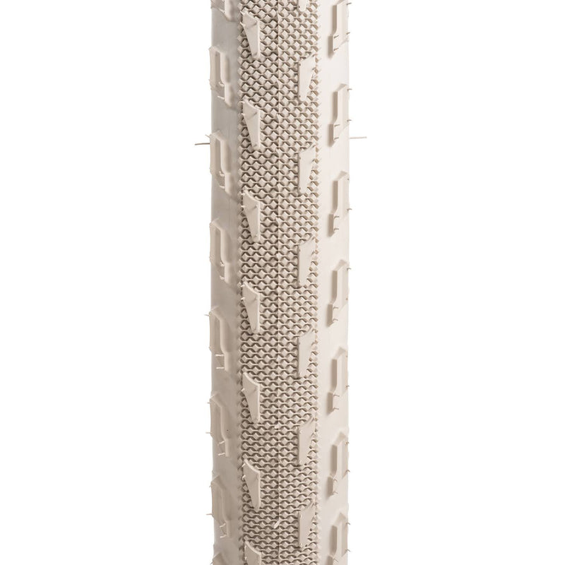 SimWorks Homage LTD Sand Beige 26 x 1.95" tire, developed with Panaracer with a semi-slick tread, gravel-gripping side knobs and flexible casing.