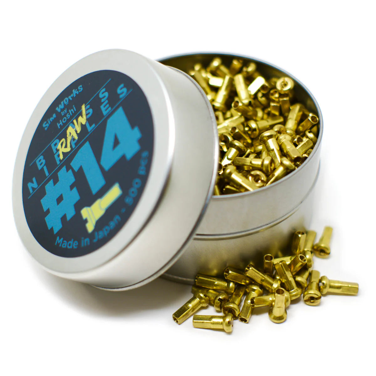 SimWorks by Hoshi brass spoke nipples in an opened container