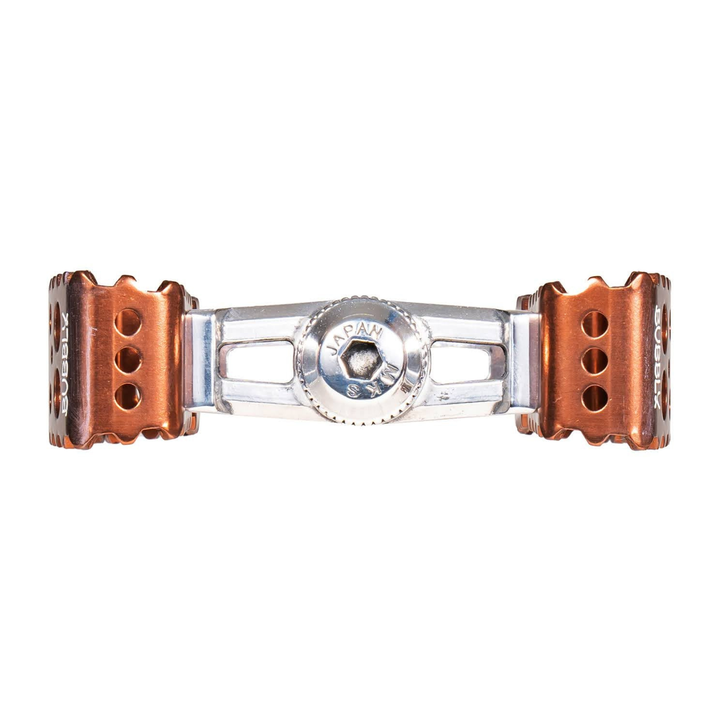 Side profile of the SimWorks by MKS Bubbly Pedals Bronze Edition pedals