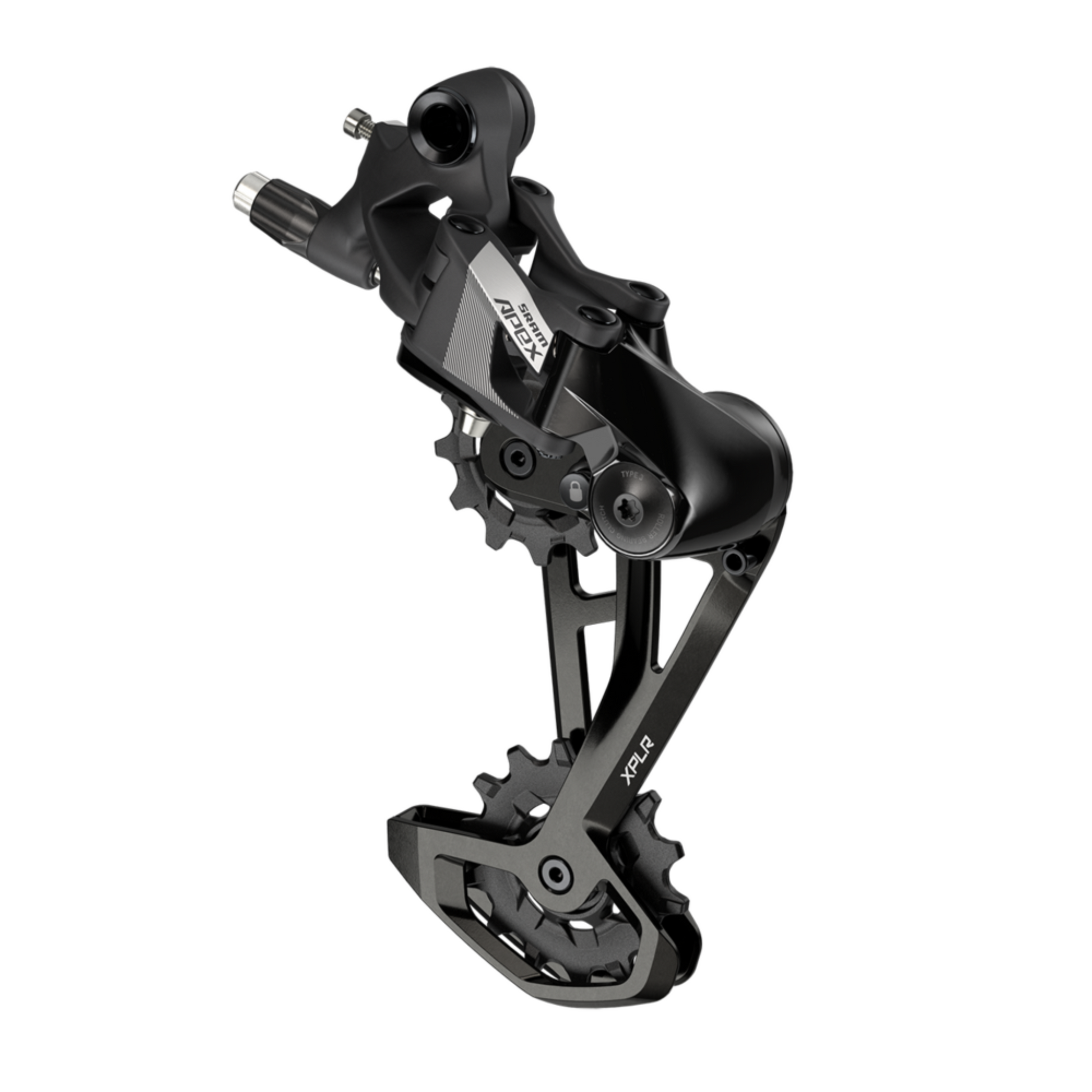 SRAM Apex XPLR Rear Derailleur (RD‑APX‑1‑D1) angled profile with cage extended