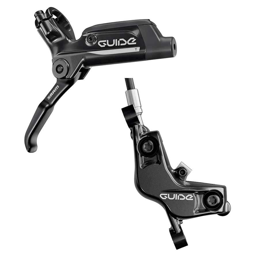 SRAM Guide T rear hydraulic disc brake lever and caliper detail