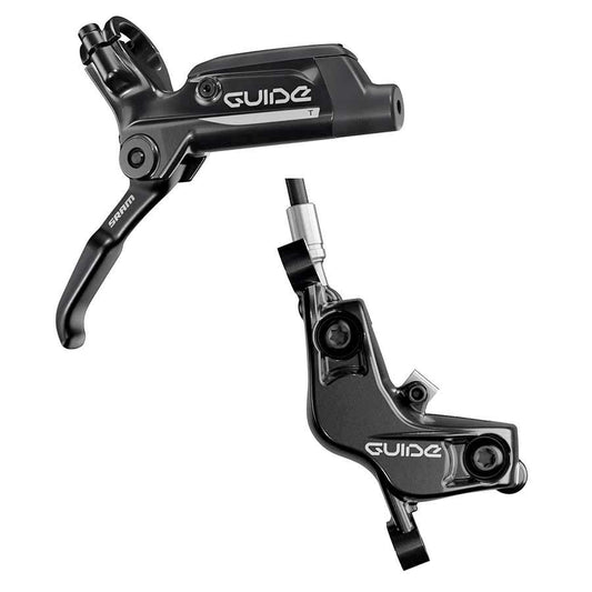 SRAM Guide T rear hydraulic disc brake lever and caliper detail