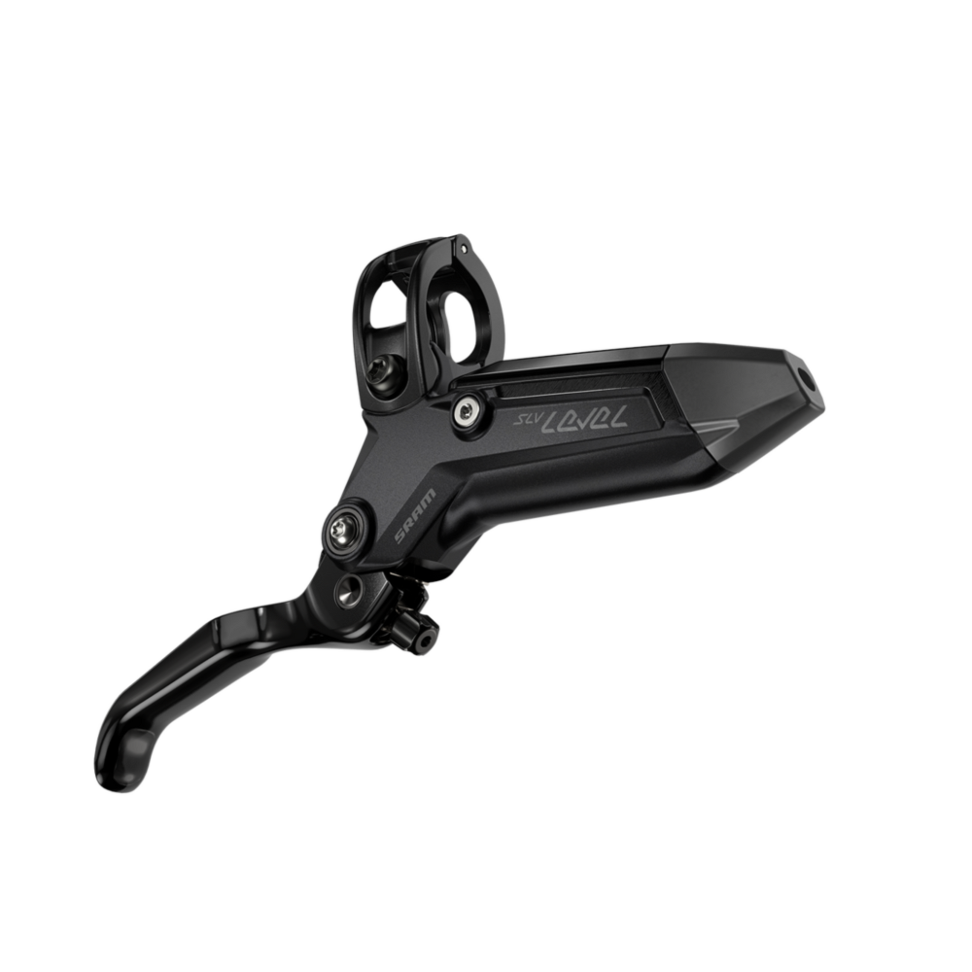 SRAM Level Silver Stealth 4‑Piston Brake lever, angled view