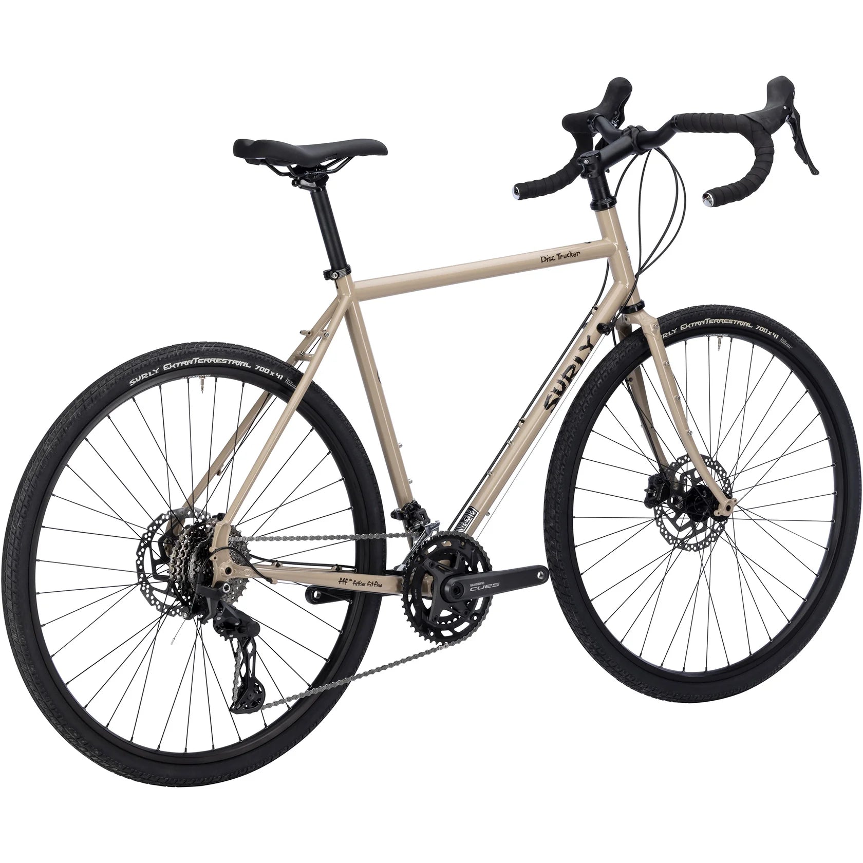 Surly Disc Trucker 700c in Grandpa’s Khakis complete touring bike driving side diagonal view