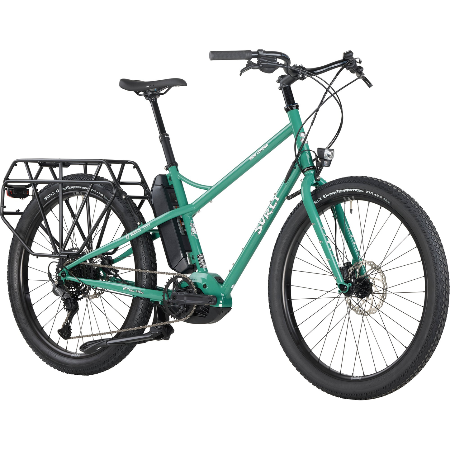 Surly Skid Loader Illegal Smile Green angle view from front end of bike