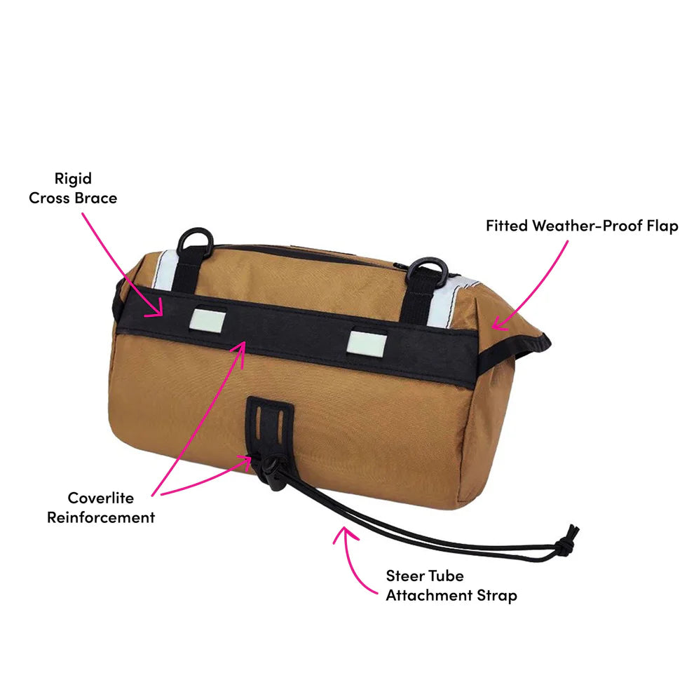 Swift Industries Catalyst Pack handlebar bag Coyote back view