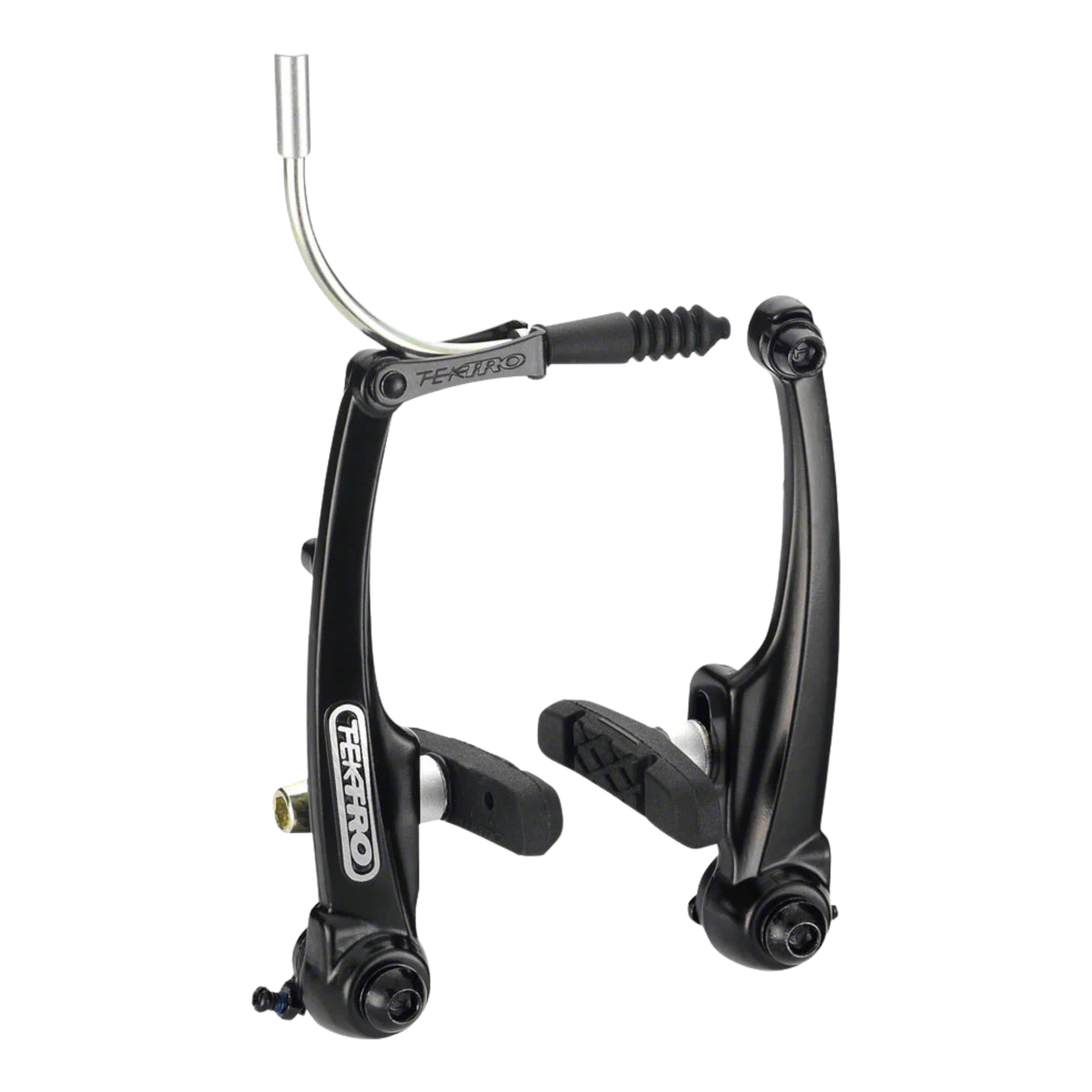 Close-up of Tektro 857 long-arm brake with noodle and pads