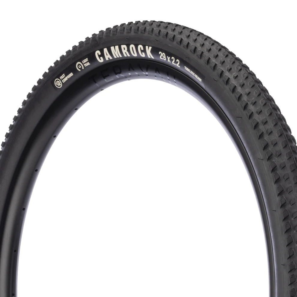 Teravail Camrock Light Trail gravel tire black casing close up view