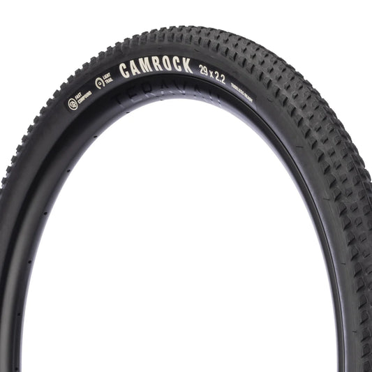 Teravail Camrock Light Trail gravel tire black casing close up view