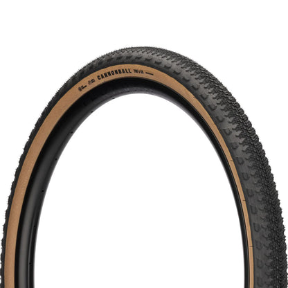 Teravail Cannonball Gen 2 tire black tan side wall close up view