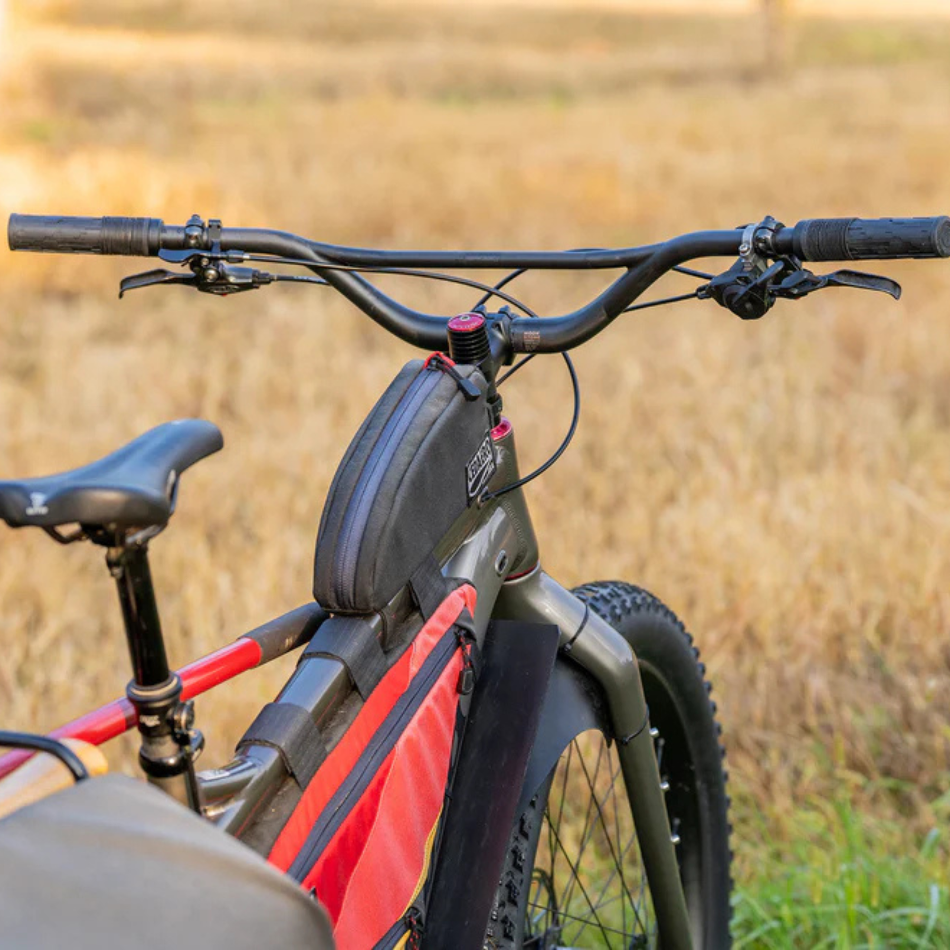 Teravail Moonstone carbon handlebar 85mm rise installed on a bike back view