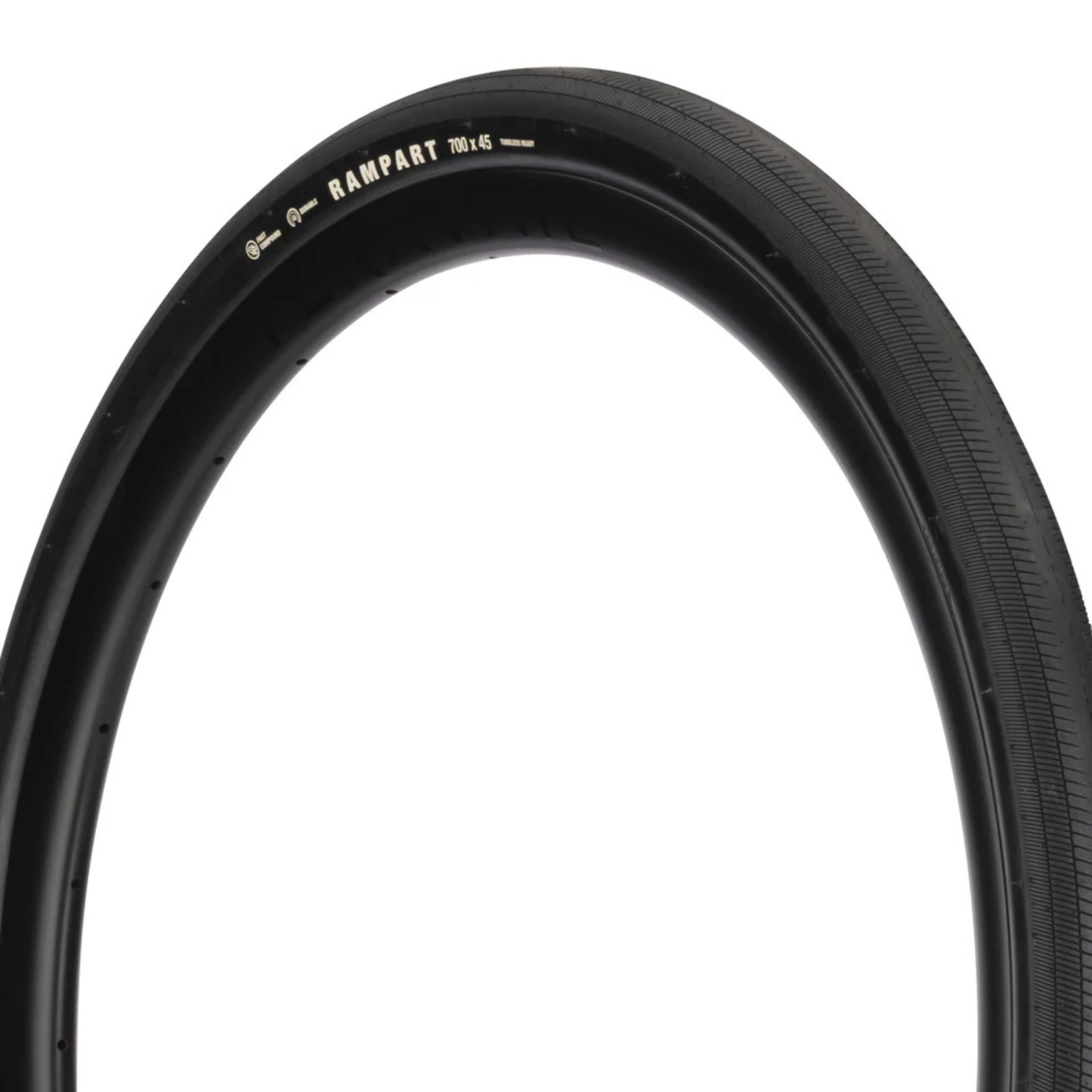 Teravail Rampart Gen 2 gravel tire in black side wall view