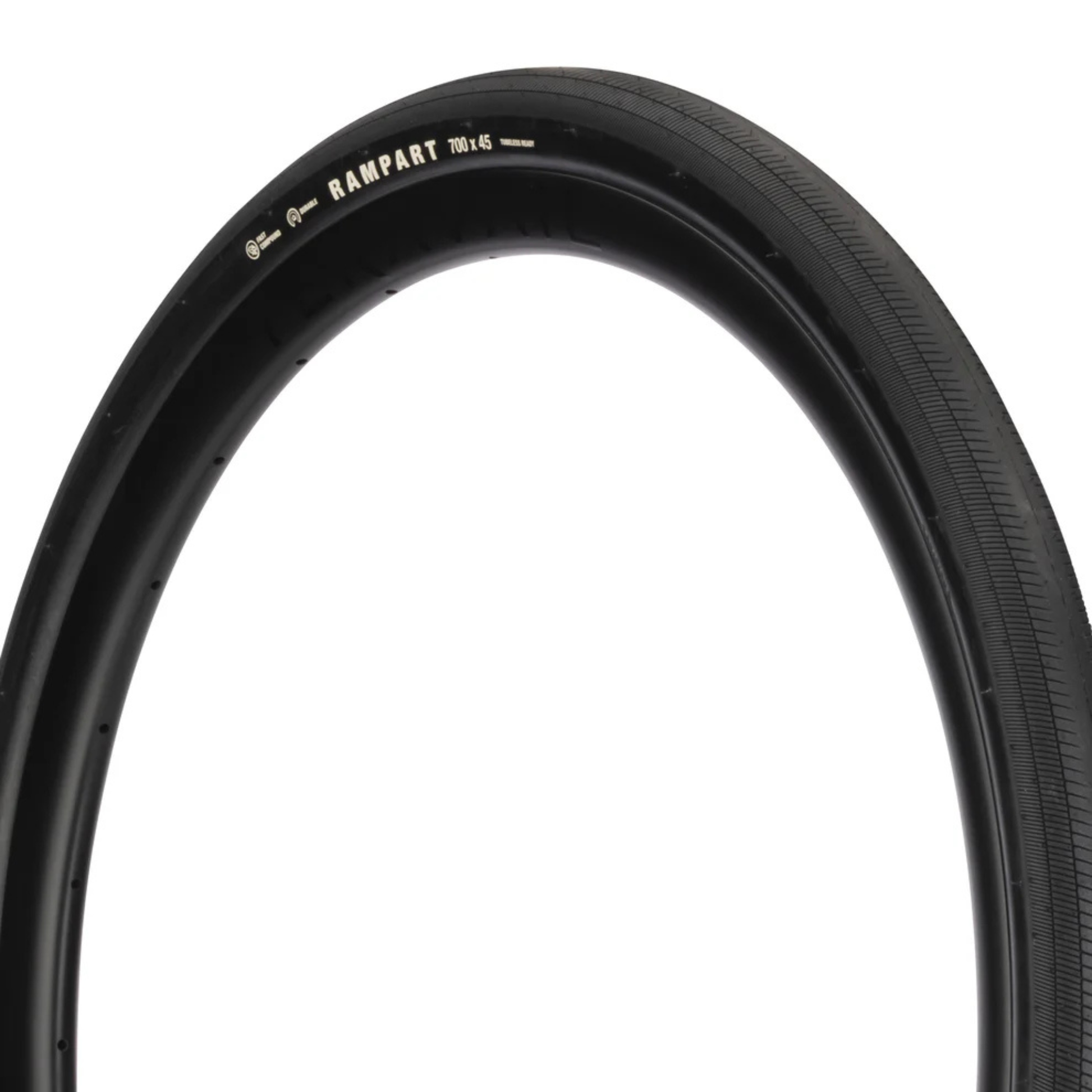 Teravail Rampart Gen 2 gravel tire in black side wall view