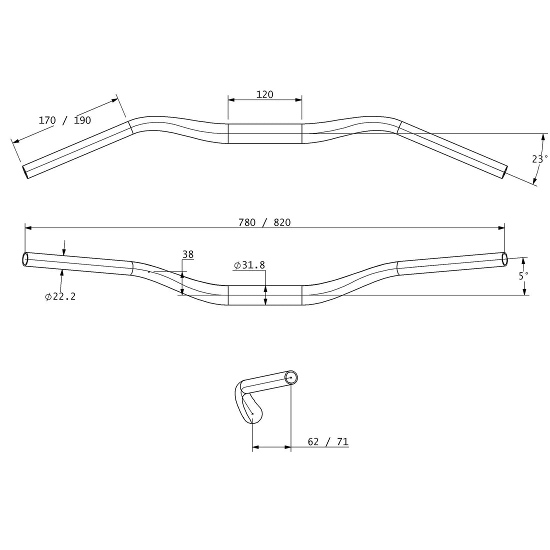 Teravail Swale carbon flat handlebar geometry chart