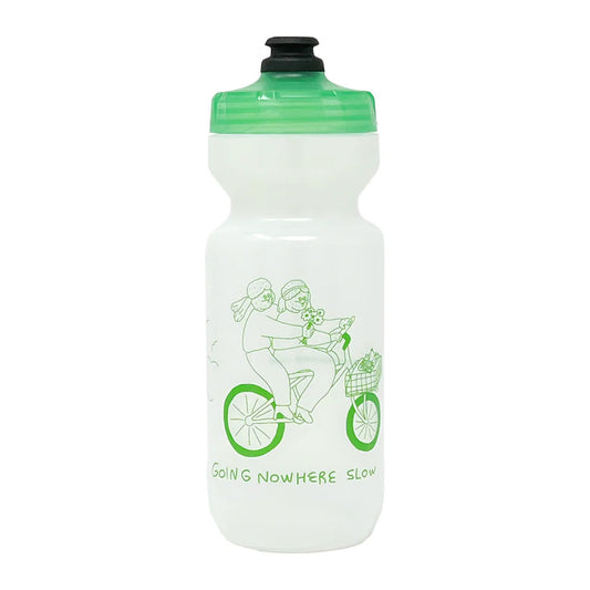 The Inconvenience Store Megumi Yamazaki Purist 22 oz cycling water bottle in Tic Tac Mint, made by Specialized with original artist graphics and a playful finish.