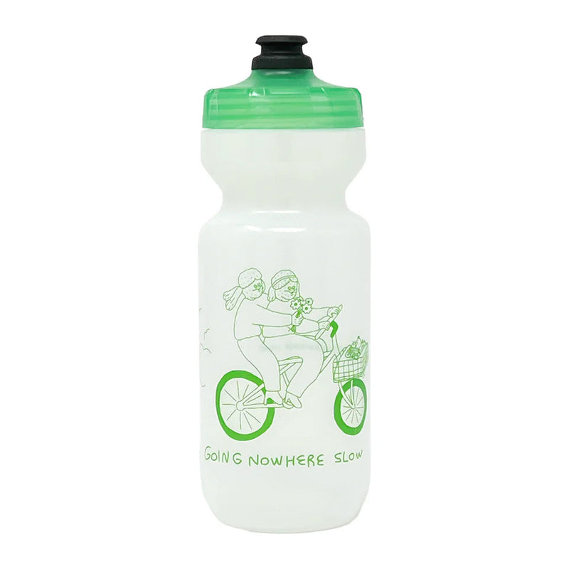 The Inconvenience Store Megumi Yamazaki Purist 22 oz cycling water bottle in Tic Tac Mint, made by Specialized with original artist graphics and a playful finish.