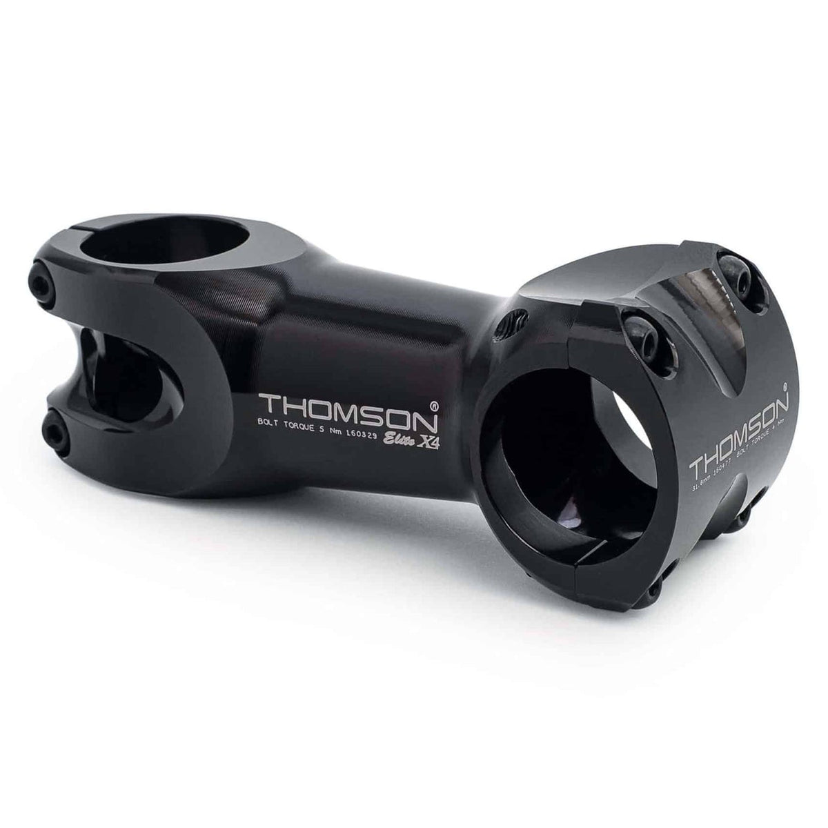 Thomson Elite X4 0-degree bicycle stem with precision CNC-machined construction and 1 1/8-inch steerer compatibility.