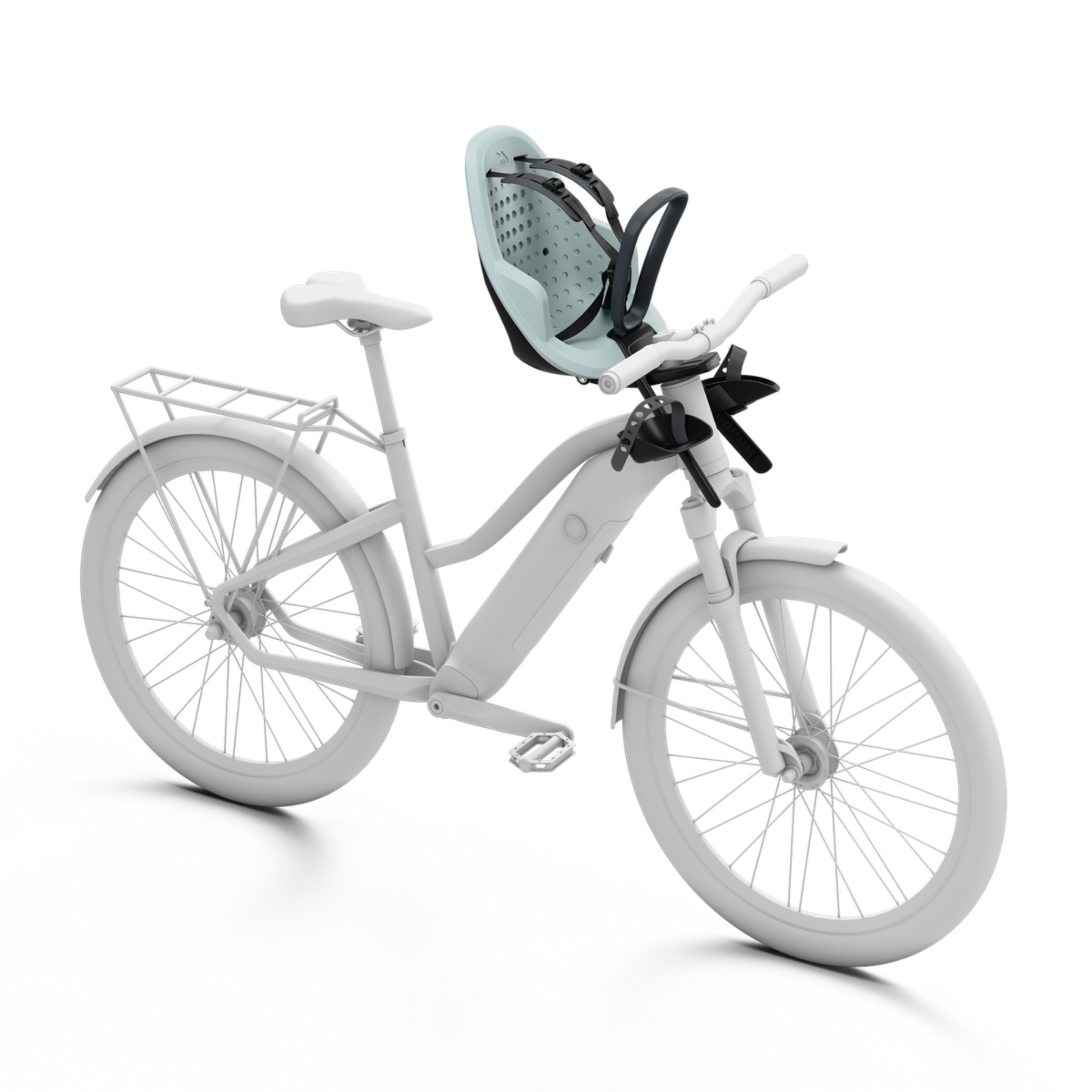 Thule Yepp 2 Mini front child bike seat in Alaska mounted to bicycle