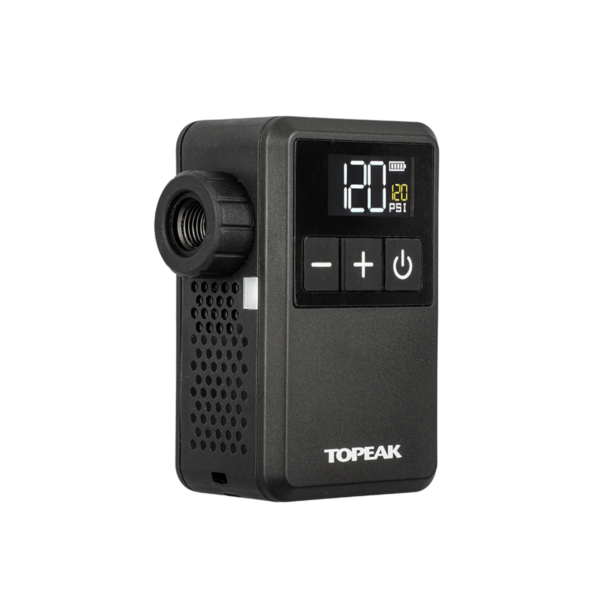 Topeak E-Booster Digital Mini electric bike pump front right side view