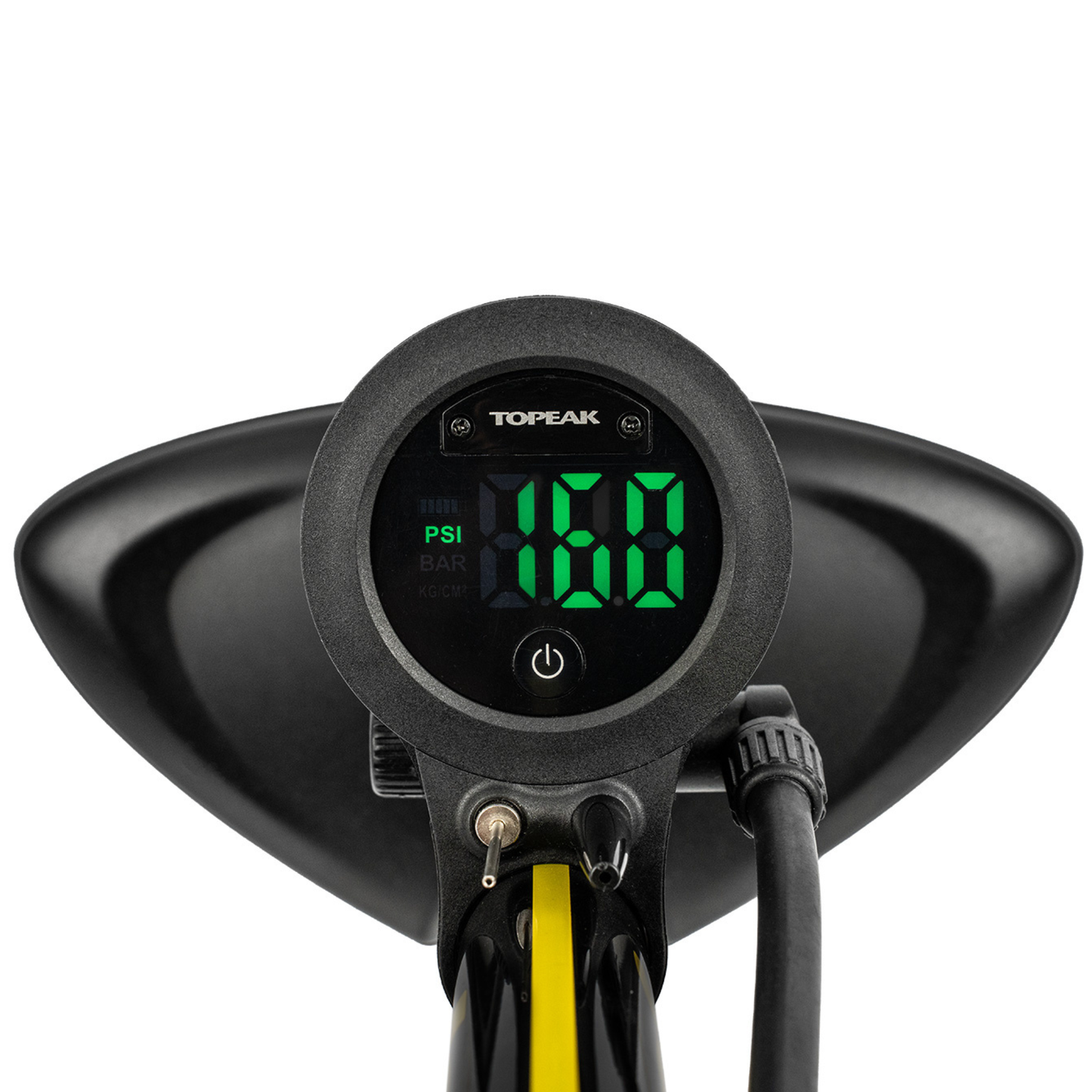 Topeak JoeBlow Sport Digital 2.0 floor pump pressure gauge close up view