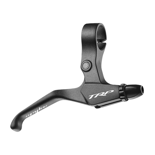 Close-up of TRP Spyke forged aluminum lever with ergonomic grip