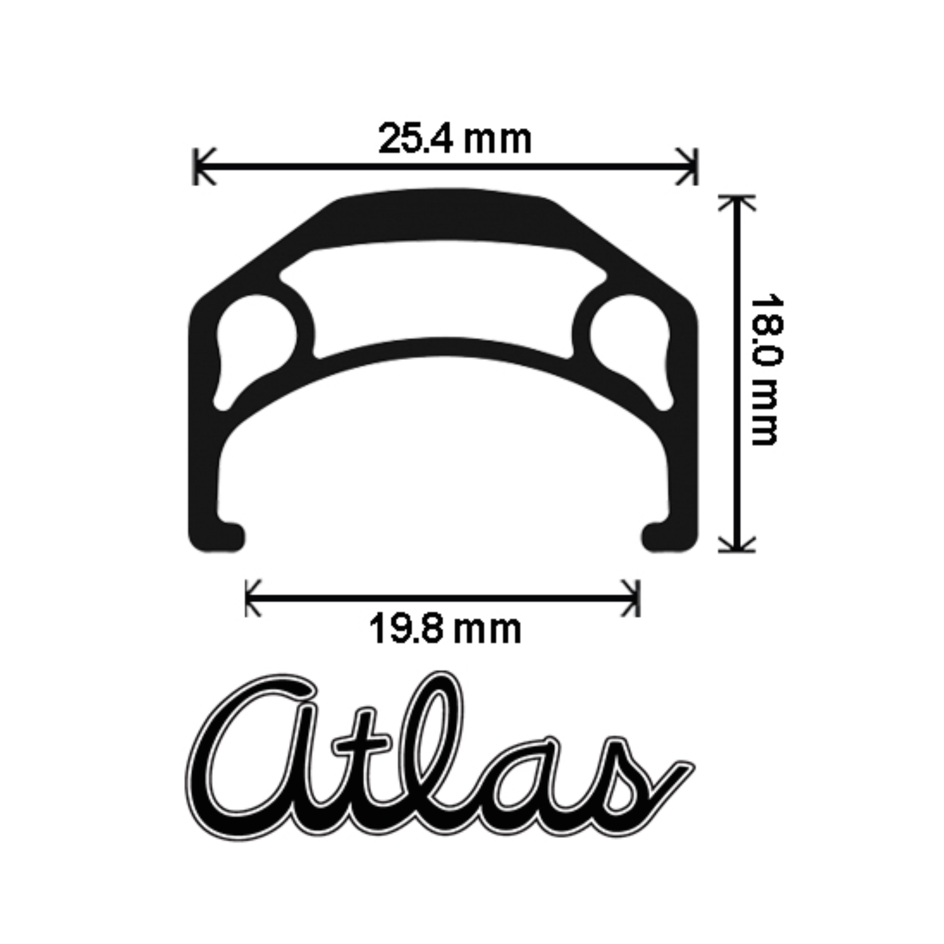 Velocity Atlas 700c NON M rim body dimension detail