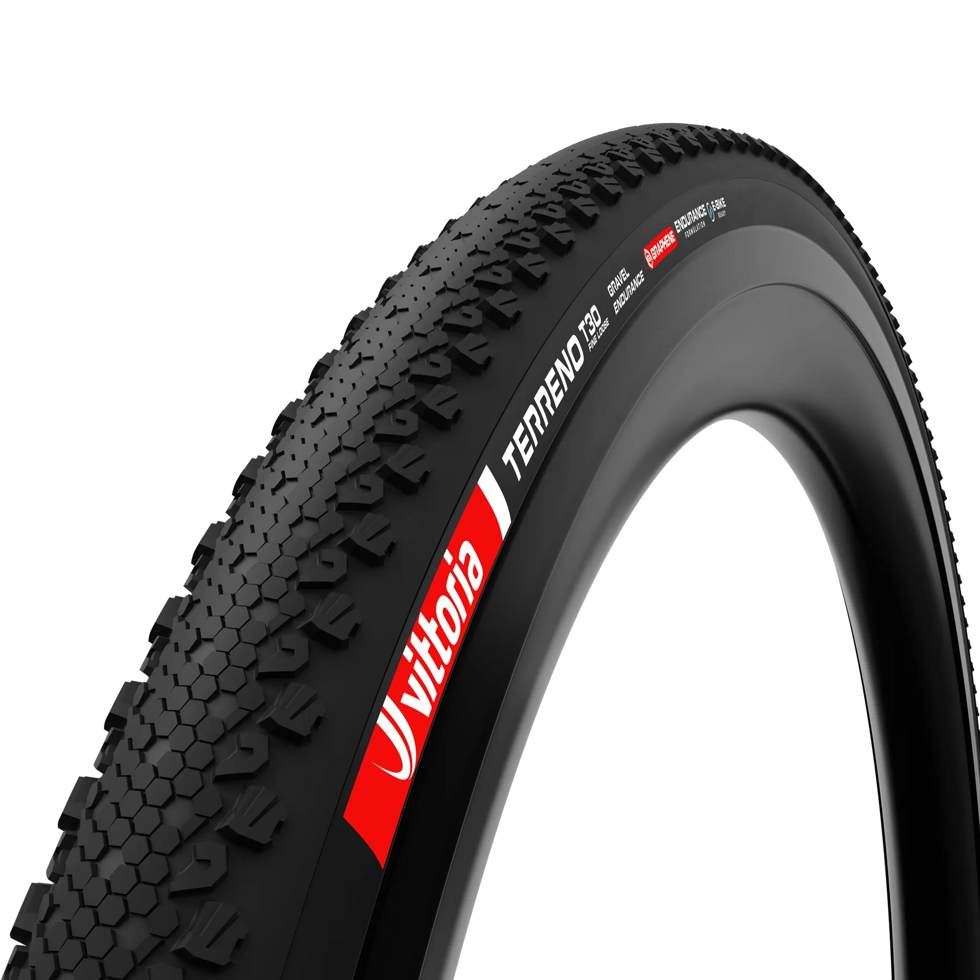 Vittoria Terreno T30 Gravel Endurance black tire pattern and side wall view