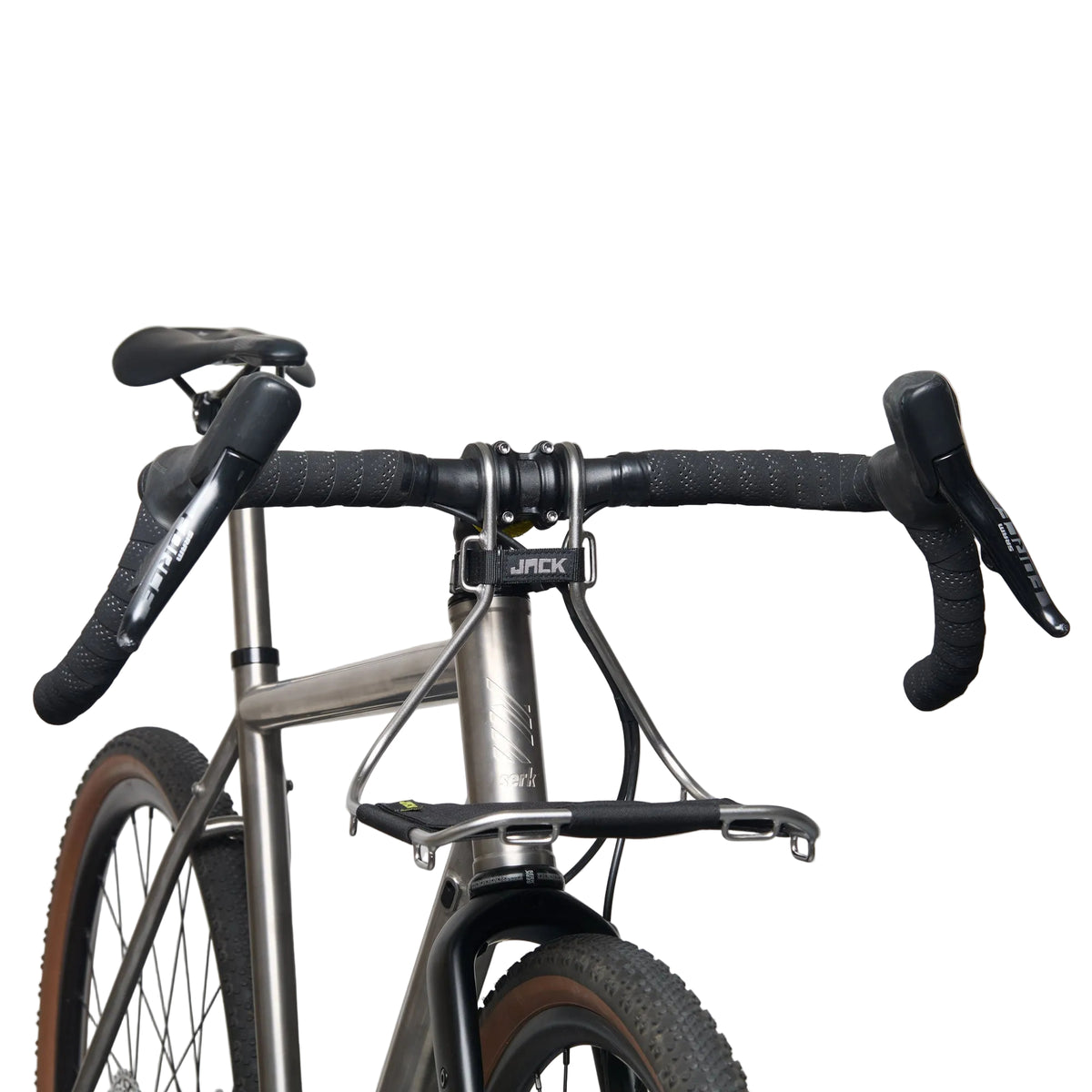 Jack the Bike Rack front bicycle rack for cargo and on bike storage. o install required.