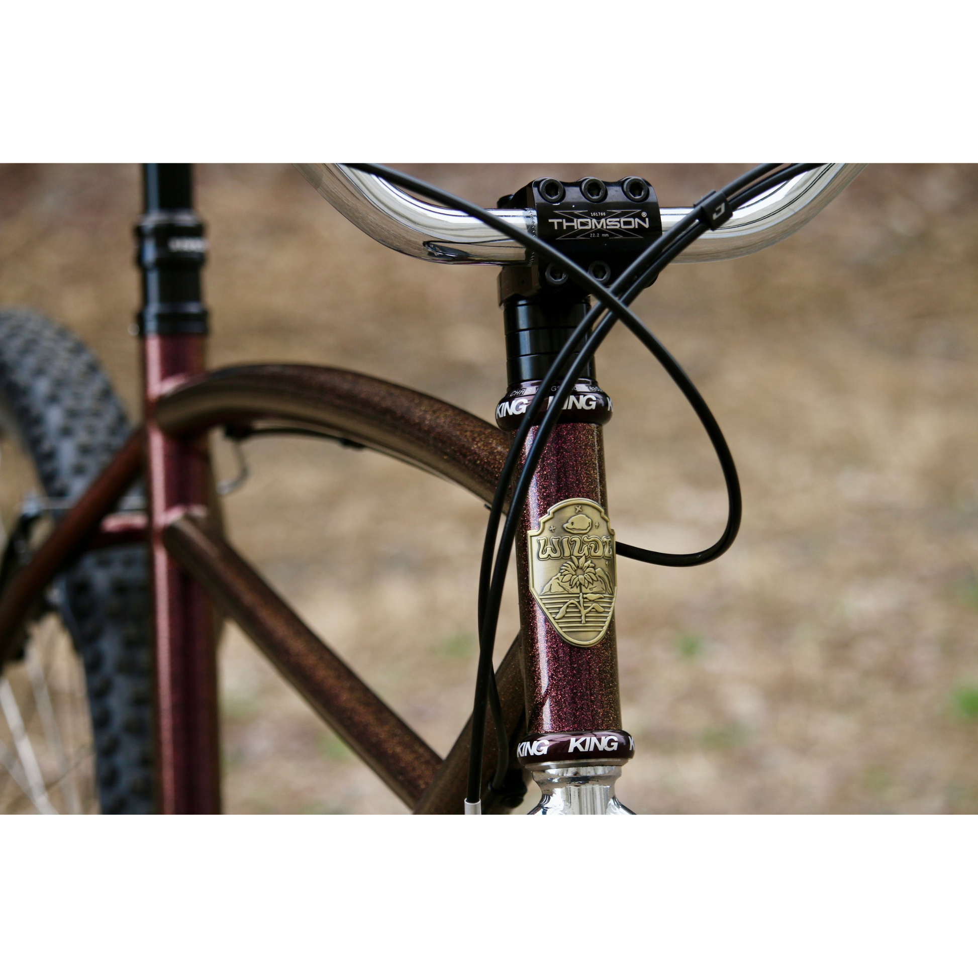Wilde Moto Cruiser steel frameset, head tube detail
