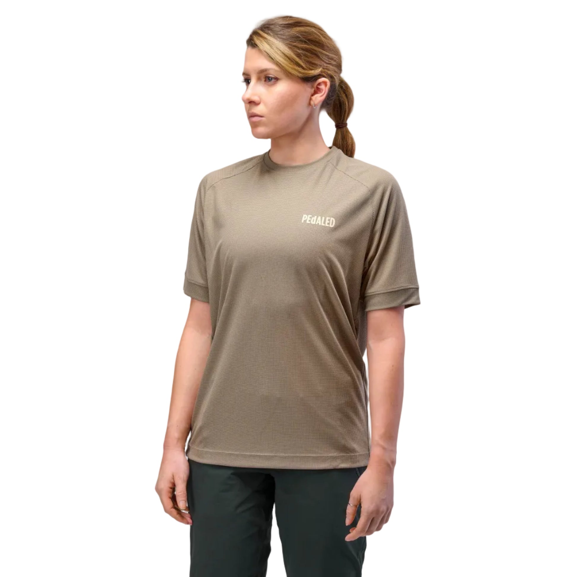 PeDaLED Yuma Trail Power Dry Tee is a cycling tech tee for gravel, trail and bikepacking available in grey and orange