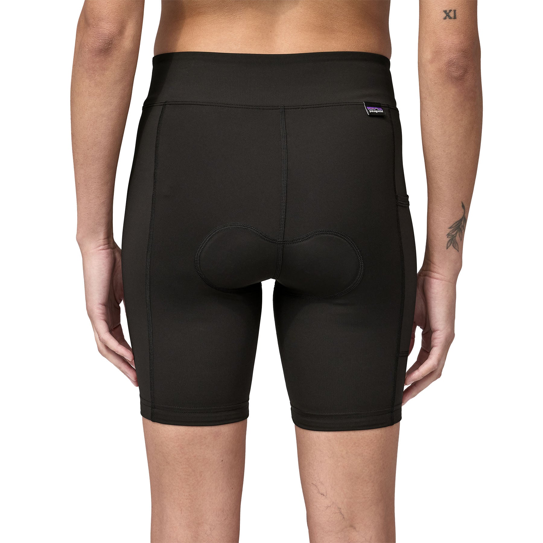 Patagonia Women’s Nether Bike Shorts black external back close up view