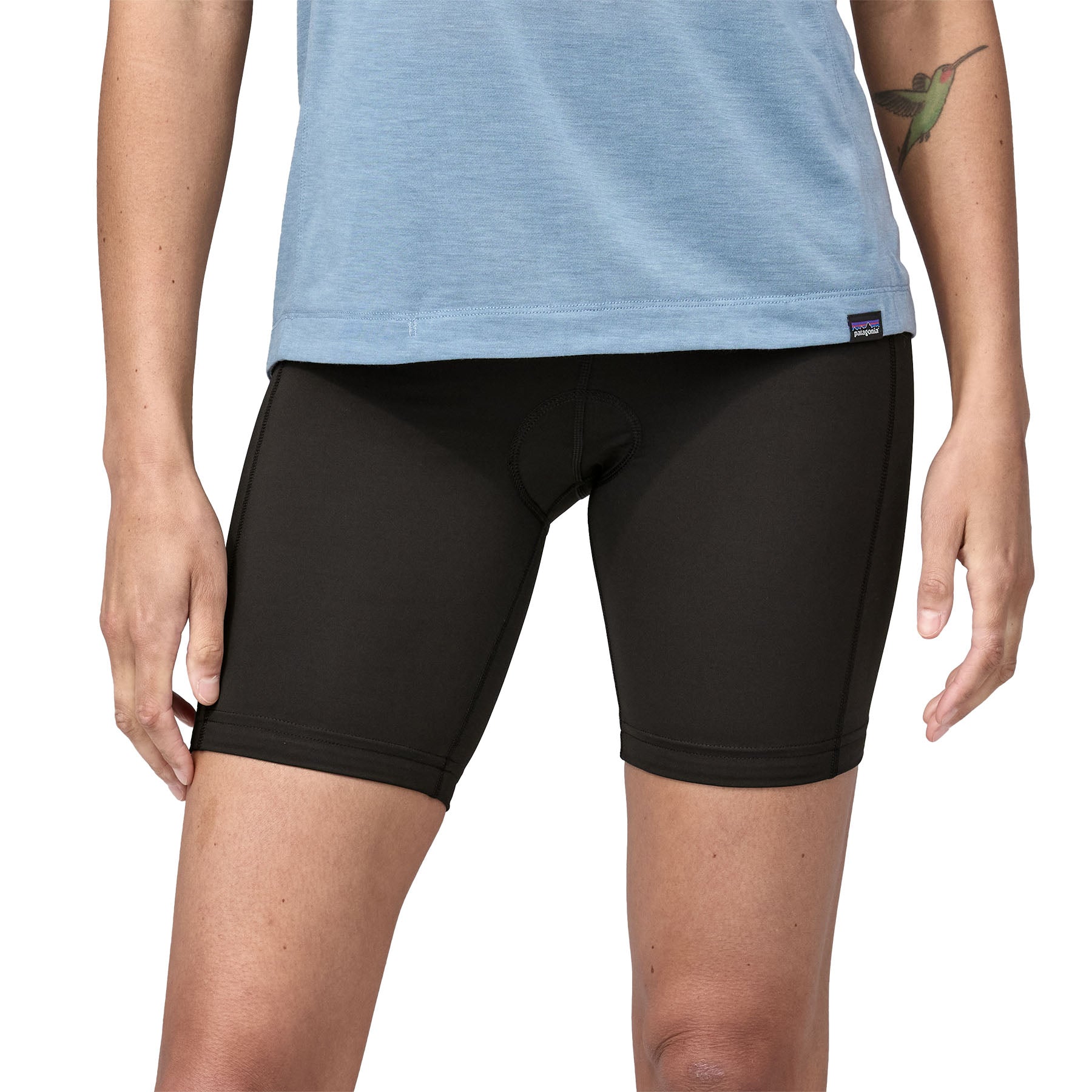 Patagonia Women’s Nether Bike Shorts black  in use front close up view