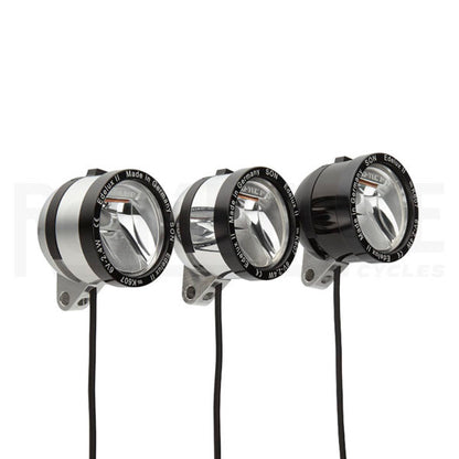 SON Edelux II 100 lux dynamo headlights on white background