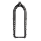Surly Dinner Fork black Chromoly steel rigid bicycle fork with 3-pack accessory mounts and disc brake mounts, available in 420mm and 485mm axle-to-crown lengths.